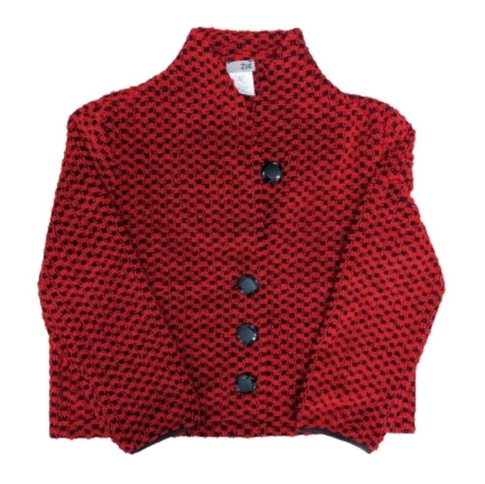 Zoe by Michael Phillips checkered red and black sherpa teddy jacket size L - Picture 5 of 7